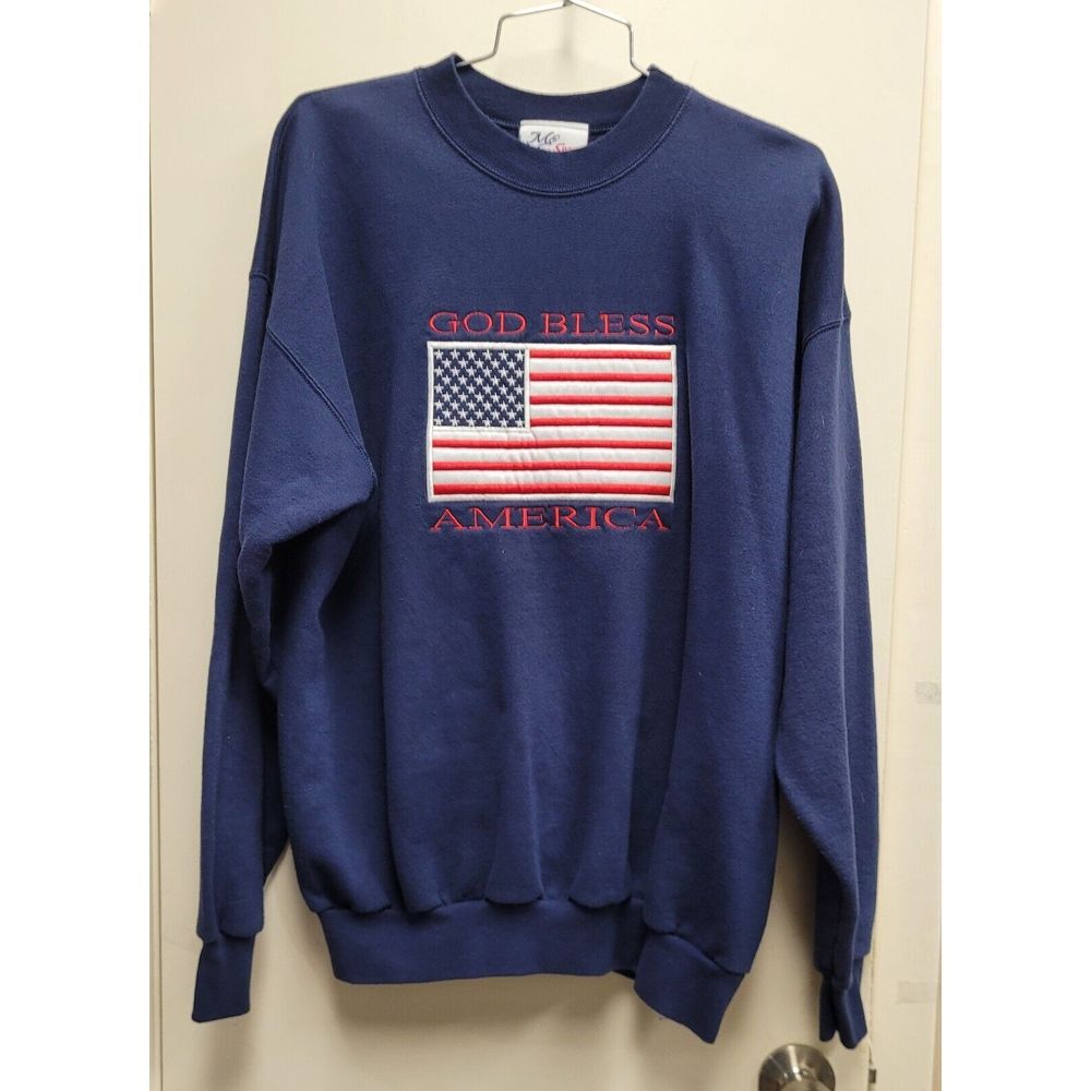 M&C Sport God Bless America Sweatshirt Women's‎ Size Large U.S Flag